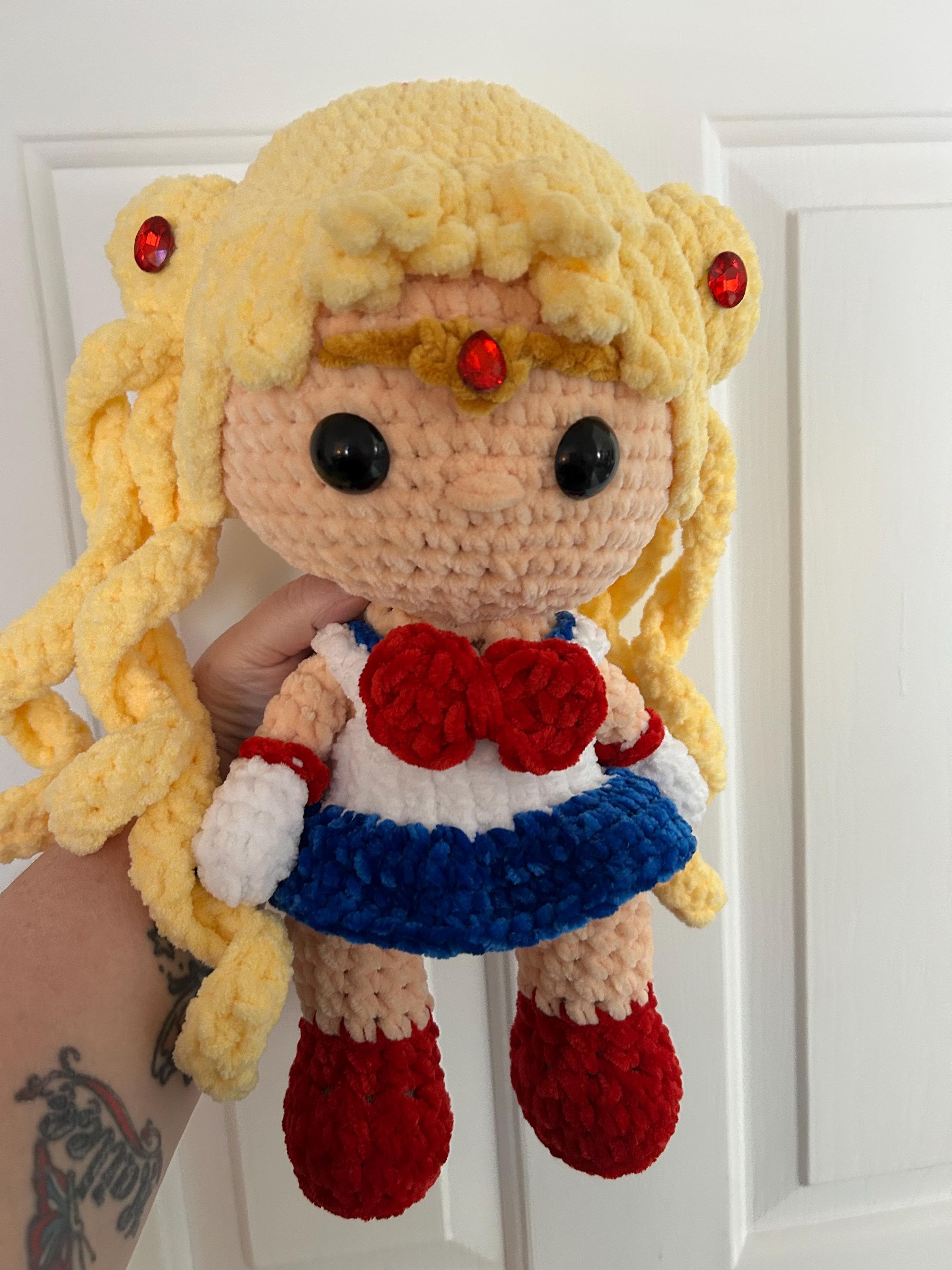 Jumbo Crochet Sailor Girl Plush | Handmade Amigurumi Doll | Cute Anime-Inspired Plushie | Kawaii Decor