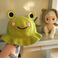 Handmade Crochet Frog Bucket Hat | Cute Kawaii Frog Hat | Aesthetic Green Hat | Festival Outfit